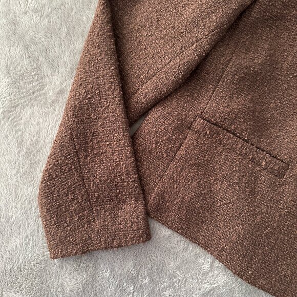 NWT 2025 Ann Taylor LOFT Brown Tweed Double Breasted Jacket Women's LARGE - Picture 2 of 7